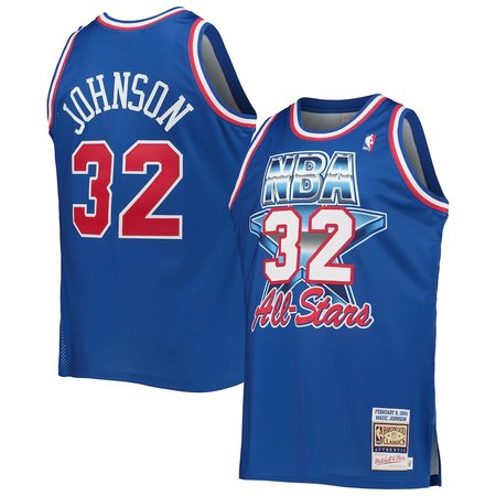 Men's Western Conference #32 Magic Johnson Royal Hardwood Classics 1992 NBA All-Star Game Authentic Jersey